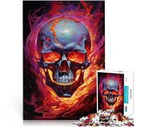 Jigsaw Puzzles 1000 Pieces for Adults Burning Skull Head Schwierig und herausfordernd Tolle Geschenke und Spielzeuge38x26cm