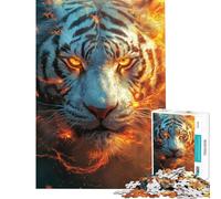 Jigsaw Puzzles 1000 Pieces for Adults Burning White Tiger Help The Brain Exercise Family Activities Relax Games for Age 14+ Game (38x26cm)