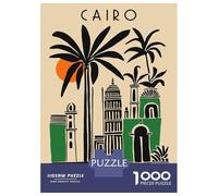 Jigsaw Puzzles 1000 Pieces for Adults Cairo Illustration with Palm Trees And Buildings Adult Jigsaw Puzzle DIY Toys Birthday Present Stress Reduction Gifts 70x50cm/1000pcs