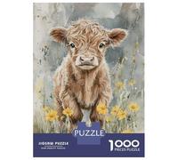 Jigsaw Puzzles 1000 Pieces for Adults Calf in Yellow Flowers Jigsaws for Adults Fun Games Stress Reliever Help The Brain Exercise 38x26cm/1000pcs