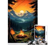 Jigsaw Puzzles 1000 Pieces for Adults Camping in A Pine Forest Anti-Stress Toys Gift For Birthdays Impossible Game with Matching Poster And Trivia Sheet Size 38x52cm