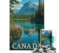 Jigsaw Puzzles 1000 Pieces for Adults Canada Wilderness - Majestic Mountains And Mirror Lake Travel Poster Adult Jigsaw Puzzle Family Game Enhance Memory Unique Birthday And Gifts (Size 38x52cm)