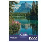 Jigsaw Puzzles 1000 Pieces for Adults Canada Wilderness - Majestic Mountains And Mirror Lake Travel Poster Adult Jigsaw Puzzle DIY Toys Birthday Present Stress Reduction Gifts 52x38cm/1000pcs