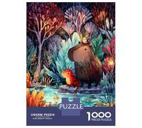 Jigsaw Puzzles 1000 Pieces for Adults Capybara And Axolotl in Rainy Forest Puzzles for Adults Fun Games Improve Memory Deal As Gifts for The Whole Family 70x50cm/1000pcs