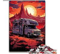 Jigsaw Puzzles 1000 Pieces for Adults Car at Sunset Made of Wood, Making It A Great Gift for Family Fun 50x75cm for Holidays, Birthdays, And Family Game Nights
