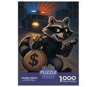 Jigsaw Puzzles 1000 Pieces for Adults Cartoon Raccoon Bandit with Money Bag Puzzle for Adults Hands-on Game Improve Memory Deal As Gifts for The Whole Family 52x38cm/1000pcs