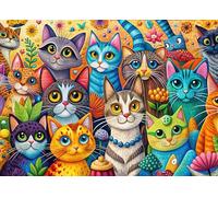 Jigsaw Puzzles 1000 Pieces for Adults, cartoonish Cat Jigsaw Puzzles, Chaotic Cat Scenes Puzzle, Intellectual Challenge Puzzle Home Decor Finished Size 50x70cm