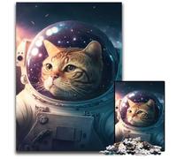 Jigsaw Puzzles 1000 Pieces for Adults Cat Astronaut Jigsaw Puzzles for Adults Perfect DIY Art Decor Or Birthday Gift 1000 PCS(75x50cm)