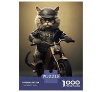Jigsaw Puzzles 1000 Pieces for Adults Cat Biker Animal Jigsaw for Adults Family Games A Work of Art Help The Brain Exercise 52x38cm/1000pcs
