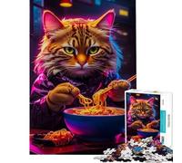 Jigsaw Puzzles 1000 Pieces for Adults Cat Eating Ramen Fun Activities at Home For Family Fun Impossible Game for And from 14 Years And over (38x26cm)