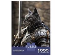 Jigsaw Puzzles 1000 Pieces for Adults Cat Knight in Armor Teenager Puzzles Family Game Difficult Challenge Stress Reduction Gifts 52x38cm/1000pcs