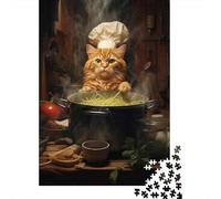 Jigsaw Puzzles 1000 Pieces for Adults Cats Cooking Pasta Jigsaw for Adults Relaxing Games Difficult Challenge for Birthday, Chrismas 38x26cm/1000pcs