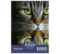 Jigsaw Puzzles 1000 Pieces for Adults Cats Reflection with Green Eyes Adult Puzzles Relaxing Games But Fun And Humorous for Birthday, Chrismas 38x26cm/1000pcs