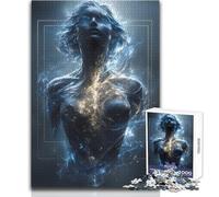 Jigsaw Puzzles 1000 Pieces for Adults Celestial Being in Blue And Gold Enjoy Gentle Leisure Relaxation Stable Fit Accurate Cutting Toy Size 50x75cm