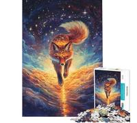 Jigsaw Puzzles 1000 Pieces for Adults Celestial Fox Running Through Starry Sky Help The Brain Exercise Family Activities Relax Games for Age 14+ Game (50x75cm)