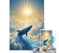 Jigsaw Puzzles 1000 Pieces for Adults Celestial Whale Rising Toward The Sun Educational Game Challenging Game Toys Great Gifts But Fun And Humorous (Size 38x52cm)