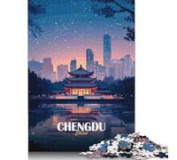 Jigsaw Puzzles 1000 Pieces for Adults Chengdu China Cityscape at Night Puzzle for Adults Woodenboard Puzzles Family Decoration 1000pcs (75x50cm)