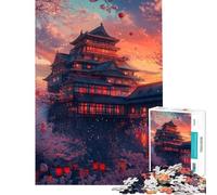 Jigsaw Puzzles 1000 Pieces for Adults Cherry Blossom Castle- Toy Intellectual Game Practical Game Pattern Assembly Birthday Gifts (size 38x52cm)