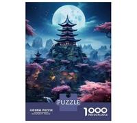 Jigsaw Puzzles 1000 Pieces for Adults Cherry Blossom Pagoda Night Scene Adult Puzzles Relaxing Games Difficult Hard Deal As Gifts for The Whole Family 38x26cm/1000pcs