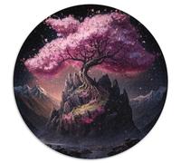 Jigsaw Puzzles 1000 Pieces for Adults Cherry Blossom Trees Mountain 1000 Piece Round Puzzle Interactive Family Game, DIY Home Decor, Brain Teaser Gift 1000pcs (67.5x67.5cm)