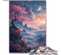 Jigsaw Puzzles 1000 Pieces for Adults Cherry Blossoms on The Cliff Made of Wood, Making It A Great Gift for Family Fun 50x75cm for Holidays, Birthdays, And Family Game Nights