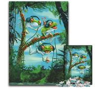 Jigsaw Puzzles 1000 Pieces for Adults Chillin Tree Frog TrioWooden Jigsaw Puzzles for Home Decor Holiday Fun 1000 PCS(75x50cm)