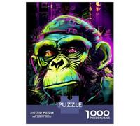 Jigsaw Puzzles 1000 Pieces for Adults Chimpanzee Neon Graffiti Adult Puzzles Toy Wall Decor But Fun And Humorous Help The Brain Exercise 38x26cm/1000pcs