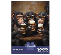 Jigsaw Puzzles 1000 Pieces for Adults Chimps Enjoy Beer Together Jigsaw for Adults Fun Games Presents for Women Help The Brain Exercise 70x50cm/1000pcs