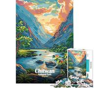 Jigsaw Puzzles 1000 Pieces for Adults Chitwan National Park, Nepal Illustration Relaxing Games Learning Educational Toys Secret Santa Gifts Family Activities (size 50x75cm)