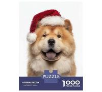 Jigsaw Puzzles 1000 Pieces for Adults Chow Chow Dog with Santa Hat Puzzles for Adults Fun Games Improve Memory Deal As Gifts for The Whole Family 38x26cm/1000pcs