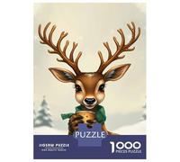 Jigsaw Puzzles 1000 Pieces for Adults Christmas Deer Holding A Coffee Cup Adult Puzzles Toy Wall Decor But Fun And Humorous Help The Brain Exercise 70x50cm/1000pcs
