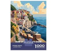 Jigsaw Puzzles 1000 Pieces for Adults Cinque Terre Coastal Trail Italy Artwork Jigsaw for Adults Fun Games Presents for Women Help The Brain Exercise 38x26cm/1000pcs