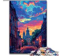 Jigsaw Puzzles 1000 Pieces for Adults City at Sunset Made of Wood, Unique DIY Home Decor Gift Idea 50x75cm Brain Teaser Game for Teenagers, Perfect