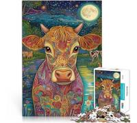 Jigsaw Puzzles 1000 Pieces for Adults Color painting cow Made of wood for ages 14 and over Puzzle game Offered as gifts for the whole family。size：50x75cm/19.68x29.52inch