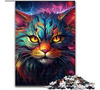 Jigsaw Puzzles 1000 Pieces for Adults Colorful Art Psychedelic Cat 1000Pc Adults Jigsaw Puzzle Family Activity Game, Home Decor Wall Art size : 50x75cm