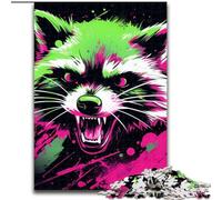 Jigsaw Puzzles 1000 Pieces for Adults Colorful Art Raccoon Challenging Puzzles Teenager Stress Reduction Cool Unique Gift for Family (Size 50x75 cm)