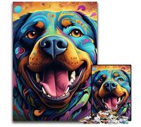 Jigsaw Puzzles 1000 Pieces for Adults Colorful Art Rottweiler Wooden Jigsaw Puzzles Brain Challenge Game for Teenagers & Family Interaction 50x75CM/19.68x29.52inch