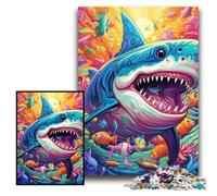 Jigsaw Puzzles 1000 Pieces for Adults Colorful Art Shark Impossible Jigsaw Puzzles for Adults Size 26x38cm Brain Teaser, Adult Game, Family Interactive Activity