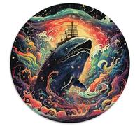 Jigsaw Puzzles 1000 Pieces for Adults Colorful Blue Whale Round Jigsaw Puzzles Brain Teaser Game for Teenagers,Perfect (67.5x67.5cm)