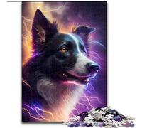 Jigsaw Puzzles 1000 Pieces for Adults Colorful Border Collie Made of Wood, Unique DIY Home Decor Gift Idea 50x75cm Brain Teaser Game for Teenagers, Perfect