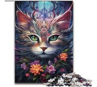 Jigsaw Puzzles 1000 Pieces for Adults Colorful Cat with Big Eyes 1000 Pieces Puzzle Gifts, Ideal for Office, Bedroom, Living Room Decor (Size 26x38cm)