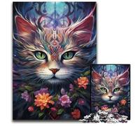 Jigsaw Puzzles 1000 Pieces for Adults Colorful Cat with Big Eyes Puzzles for Adults Brain Teaser, Adult Game, Family Interactive Activity 26X38CM/10.23x14.96inch
