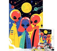 Jigsaw Puzzles 1000 Pieces for Adults Colorful Cute Alien Siblings Space SciFi Pop Art Minimalist Illustration Adult Jigsaw Puzzles But Fun And Humorous Educational Challenge Birthday Pre