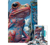 Jigsaw Puzzles 1000 Pieces for Adults Colorful Frog in Urban Setting Help The Brain Exercise Family Activities Relax Games for Age 14+ Game (50x75cm)