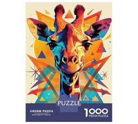Jigsaw Puzzles 1000 Pieces for Adults Colorful Giraffe Portrait with Geometric Background Jigsaw Puzzle DIY Toys But Fun And Humorous Deal As Gifts for The Whole Family 70x50cm/1000pcs