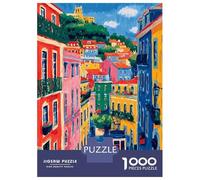 Jigsaw Puzzles 1000 Pieces for Adults Colorful Lisbon Street with Tram Adult Jigsaw Relax Games Difficult Challenge Help The Brain Exercise 38x26cm/1000pcs