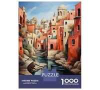 Jigsaw Puzzles 1000 Pieces for Adults Colorful Mediterranean Village Scene Puzzles for Adults DIY Toys Home Decoration Help The Brain Exercise 52x38cm/1000pcs