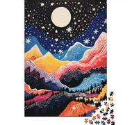 Jigsaw Puzzles 1000 Pieces for Adults Colorful Mountain Night Sky Adult Jigsaw Relax Games Difficult Challenge Help The Brain Exercise 52x38cm/1000pcs