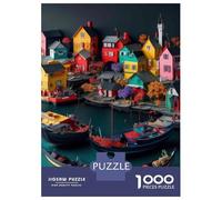Jigsaw Puzzles 1000 Pieces for Adults Colorful Paper Townscape Model Jigsaws for Adults Relax Games Improve Memory Stress Reduction Gifts 52x38cm/1000pcs