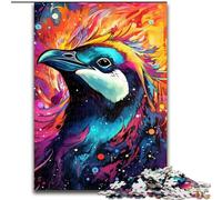 Jigsaw Puzzles 1000 Pieces for Adults Colorful Penguin Made of Wood, for Ages 14+ 50x75cm Challenging & Entertaining, Family Activity